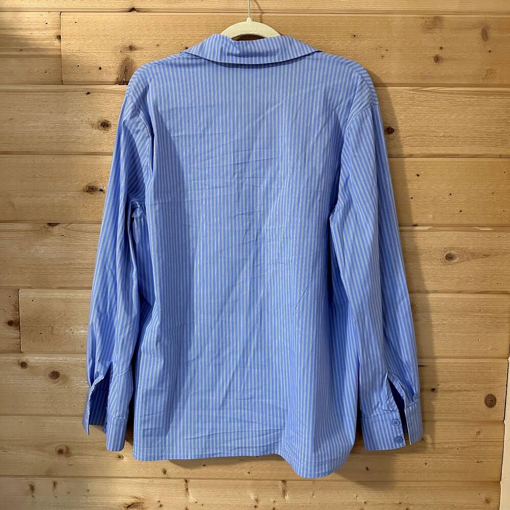 Pacsun LA Hearts Button Down Long Sleeve Oversized Shirt in Blue/White EUC - Picture 8 of 9